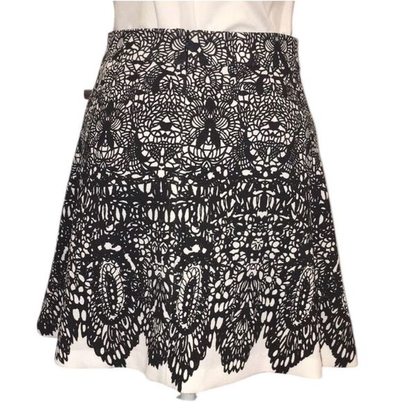 ✨L’ATISTE by Amy Designer Boho Flared Black White Sz Small Skirt✨ - Picture 3 of 6